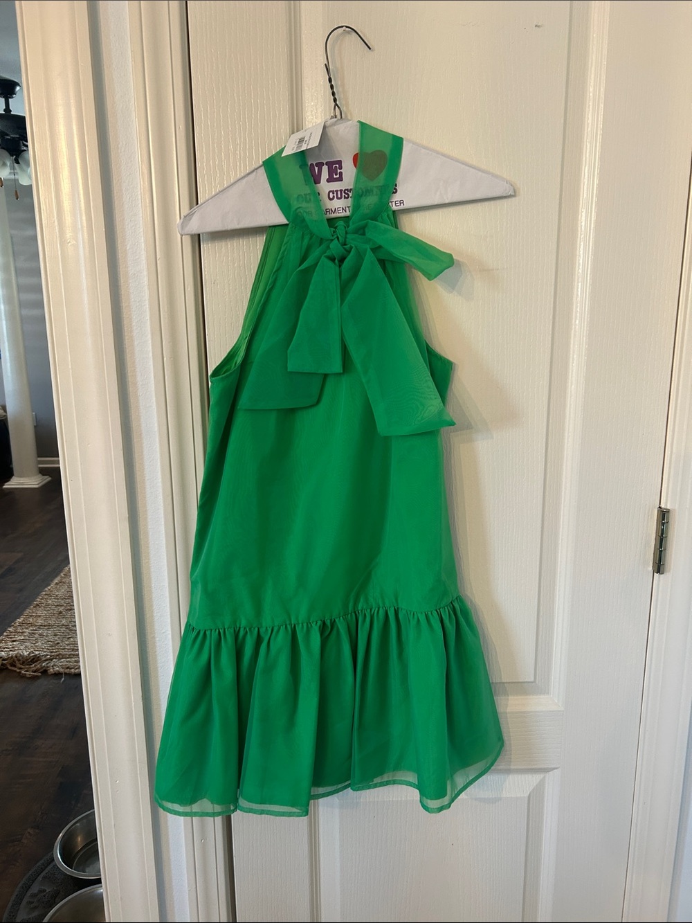 NWT TCEC Green Halter Tie-Neck Ruffle Dress